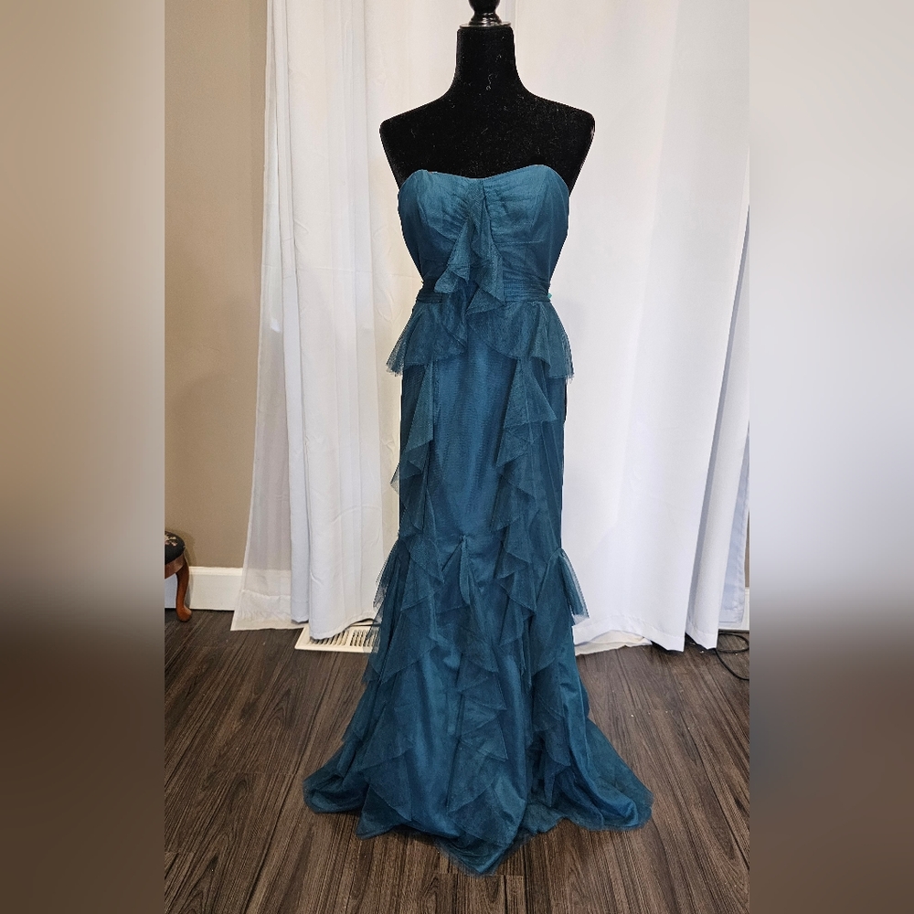 Alfred Angelo Strapless Formal Dress size US 0 Dark Pacific/Teal
